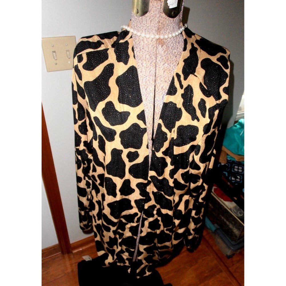 QVC Quacker Factory Leopard 95% Polyester 5% Spandex Sparkly Jacket XL